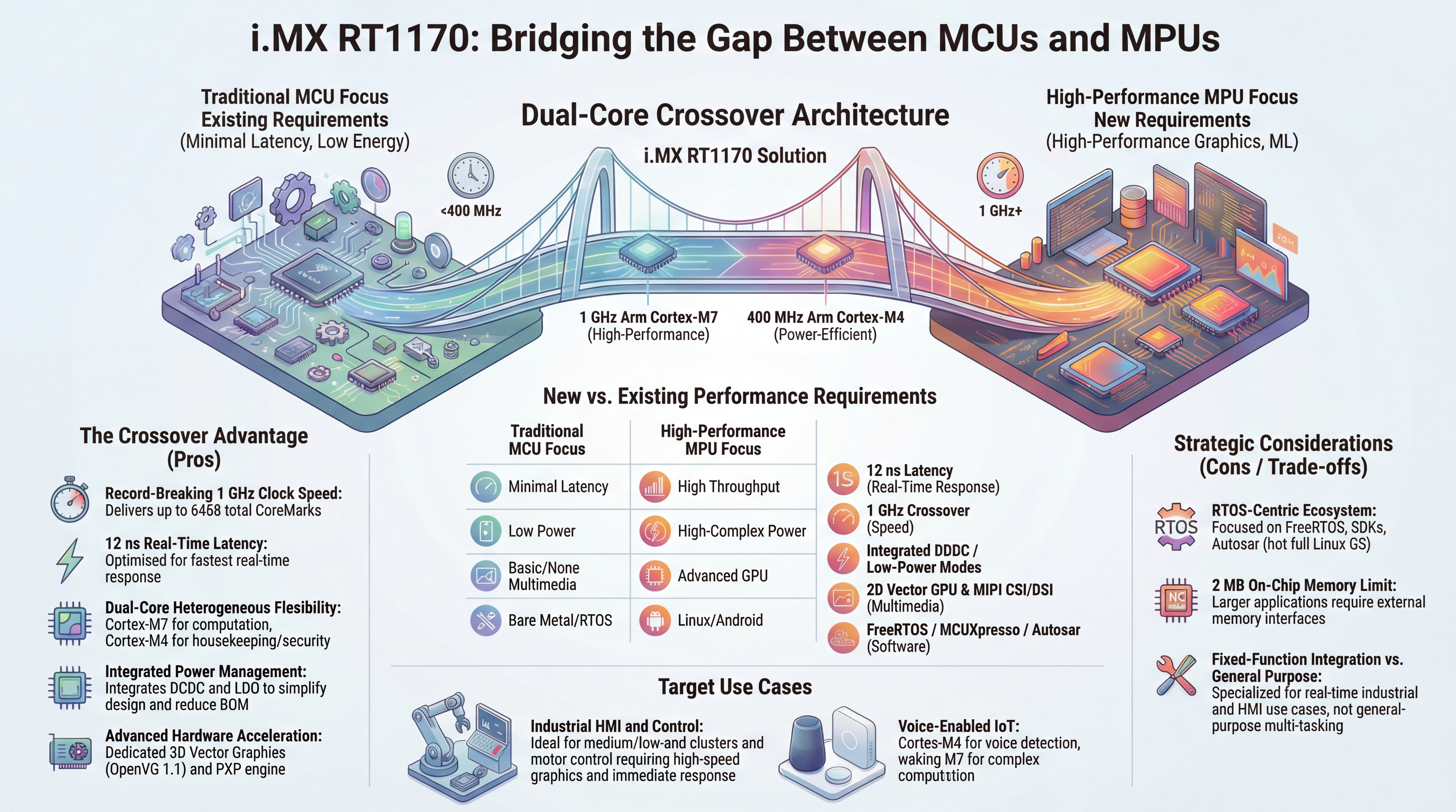 i.MXRT1170 system architecture and crossover architecture visual breakdown